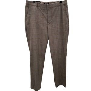 NWT Banana Republic Ryan Slim Straight Plaid Cotton Wool Pants Womens Sz 16 Long